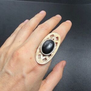 Rare Vintage Jan Michaels San Francisco SF Black Onyx Statement Ring